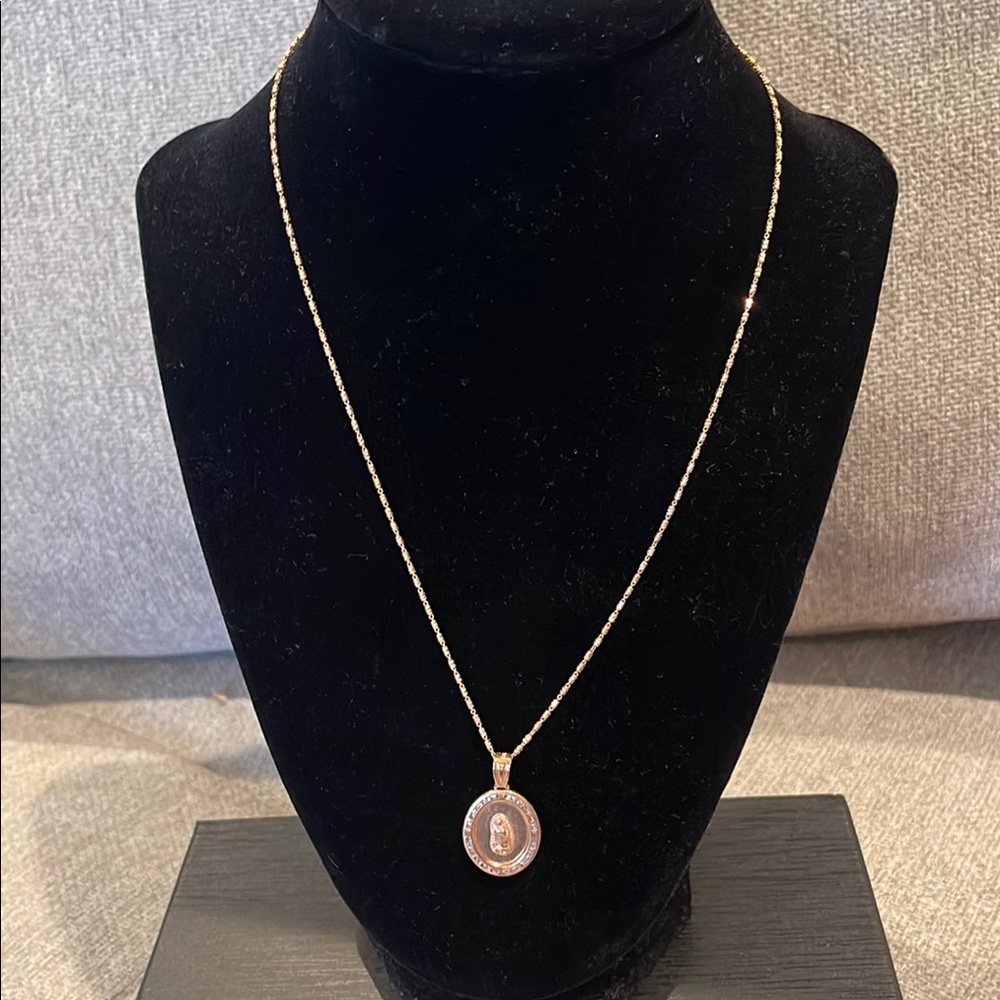 Rose gold rosary with diamond accents 20”